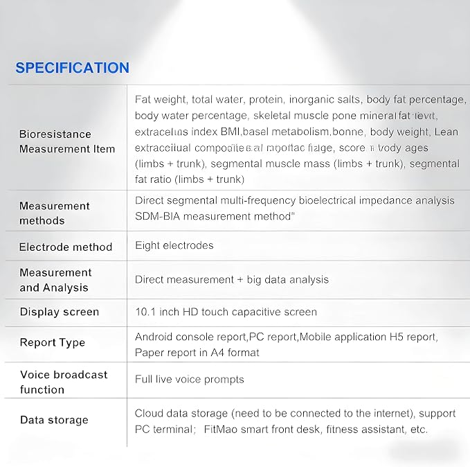 Body Fat Body Composition Analysis Machine Mass Body Posture Assessment Analyzer, Muscle Scanner, Weight Loss Analysis Machine, Fat Measurement Device, Skin Tester