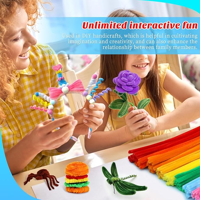 Iuuidu 200PCS Pipe Cleaners, 20 Color Pipe Cleaners Chenille Stem, Fuzzy Sticks Pipe Cleaners Craft Supplies for DIY Arts Crafts Project Assorted Colors