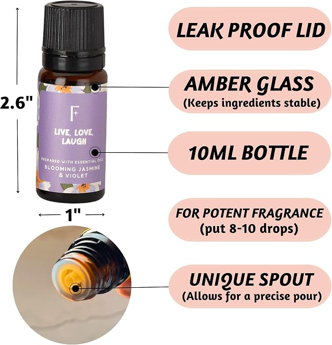 Folkulture Floral Essential Oils Set | 6 Fragrance Oils Set for Diffusers | Rose, Jasmine & Patchouli | You’re So Loved Aromatherapy Gift Set for Her | Relaxing Home Scents