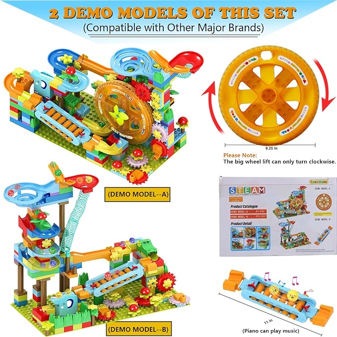 Marble Run Building Blocks for Kid: 3 4 5 6 8 Year Old Montessori Education Preschool STEM Toy - Age 4-8 Kids Creative Puzzle Marbles Track - Christmas Birthday Gifts for Boys Girls