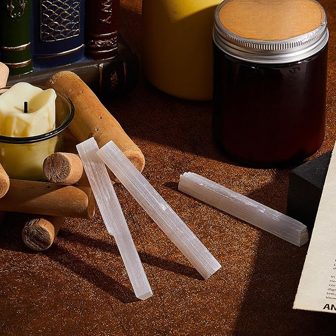 Tessco for you 36 Pieces 3.2 to 4 Inches Selenite Crystal Wands Selenite Sticks White Crystals and Healing Stones Spiritual Long Healing Crystals Stick for Reiki Energy Home Supplies