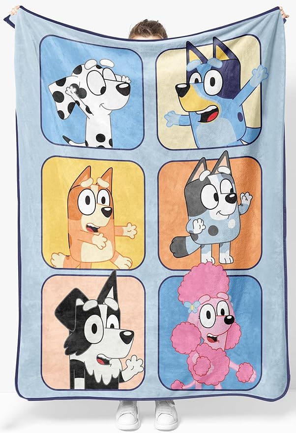 Sunny Side Up Bluey Kids Plush Throw Blanket - Ultra Soft Cozy 46 x 60 Inches - Plush Fleece for Bed, Couch, Sofa, Home Décor, Official Licensed, Multi - Bluey