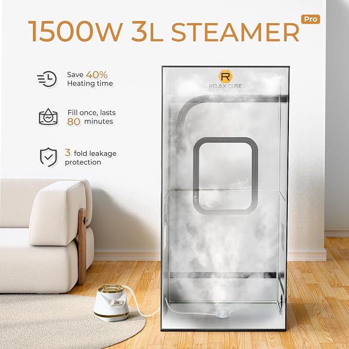 Portable Steam Sauna Pro 1500W 3L, Sauna Tent with Ergonomic High Back Sauna Chair, Full Body Personal Sauna Box for Home Spa Indoor, 75”x35”x35” XL Size, Gray