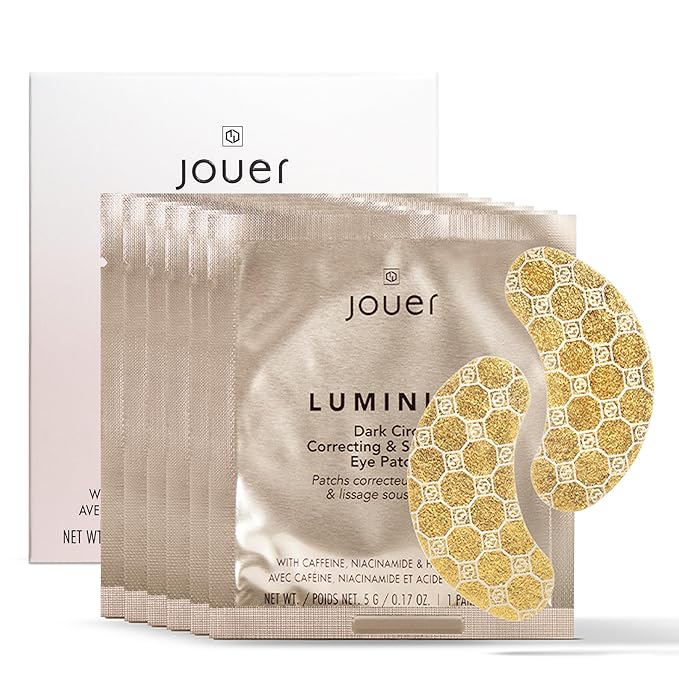Jouer Luminize Dark Circle Correcting & Smoothing Eye Patches, Caffeine Eye Patch for Dark Circles and Puffiness, Under Eye Mask Patch for Wrinkles | $36 Value