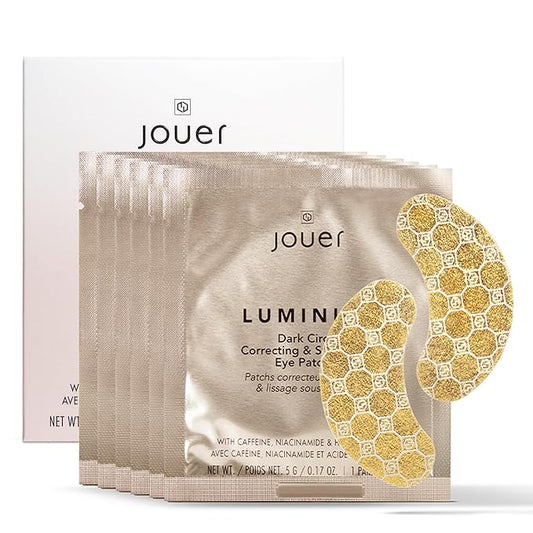 Jouer Luminize Dark Circle Correcting & Smoothing Eye Patches, Caffeine Eye Patch for Dark Circles and Puffiness, Under Eye Mask Patch for Wrinkles | $36 Value