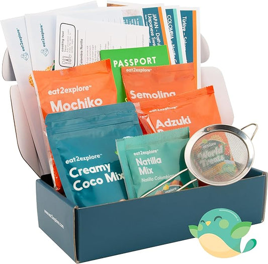 Kids Real Dessert Baking Kit for Families | Includes 3 Recipe Cards from Japan, Turkey and Columbia with Key Ingredients, Baking Tools, Fun Kids Explorer Guide | Explore World
