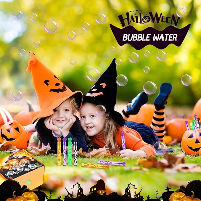 60 Pack Halloween Bubble Wands, Mini Bubble Toys for Halloween Party Favors, Novelty Supplies, Halloween Toys for Girls Boys Kids Classroom Rewards Gifts