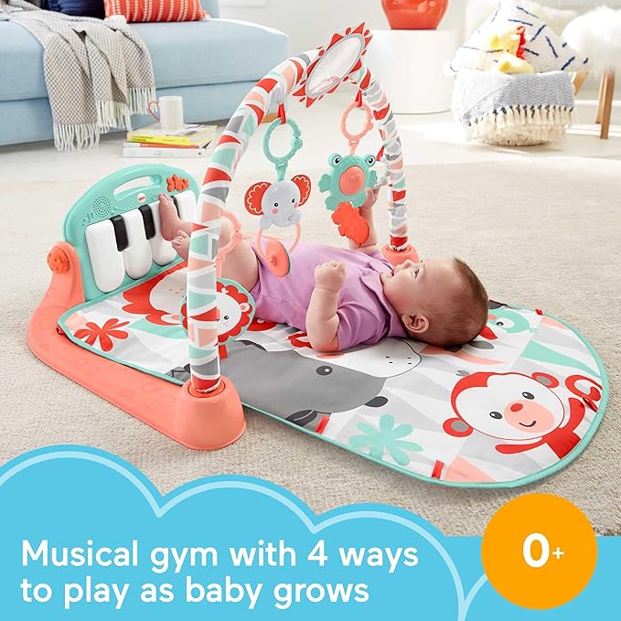 Fisher-Price Baby Playmat Kick & Play Piano Gym with Musical and Sensory Toys for Newborn to Toddler, GDL83