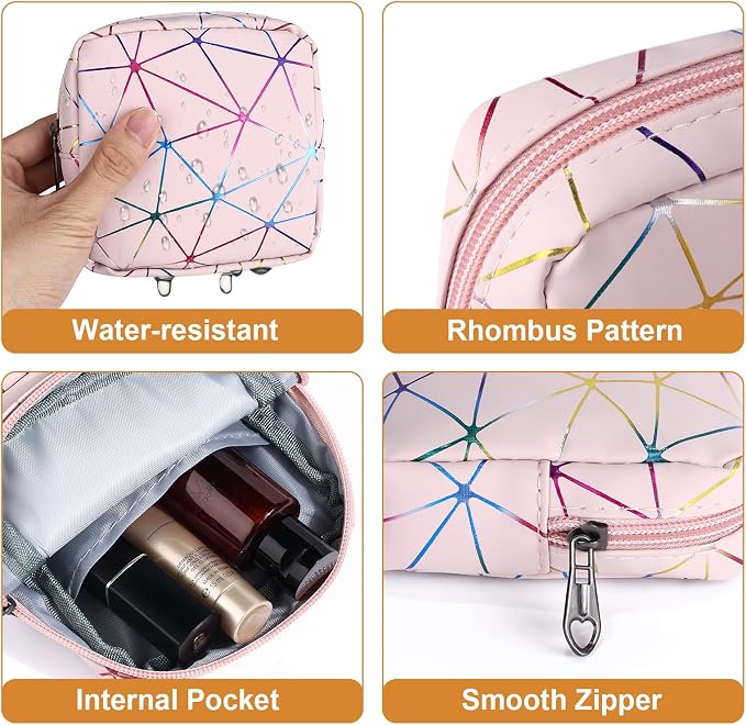 Likesing Sanitary Napkin Storage Bag, Leather Portable Period Bag for Girls Women, Sanitary Napkin Period Pad Pouch Tampon Holder for Purse (Colorful Pink, Small)
