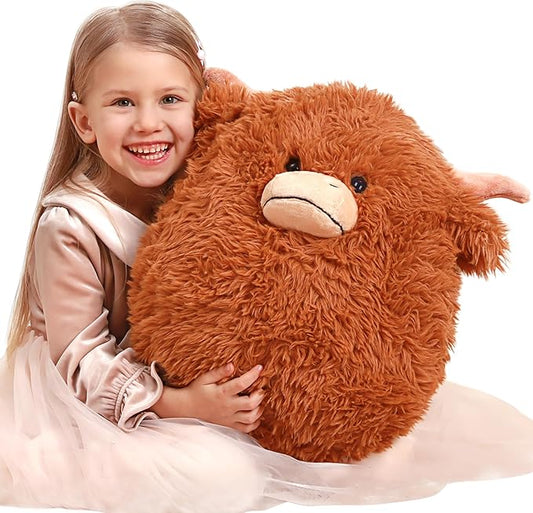 Original 16-Inch Large Highland Scottish Cow Plush Pillow Stuffed Animal Toy,Big Size Cute Soft Kawaii Hugging Cuddle Huggable Plushie,Gift for Kids