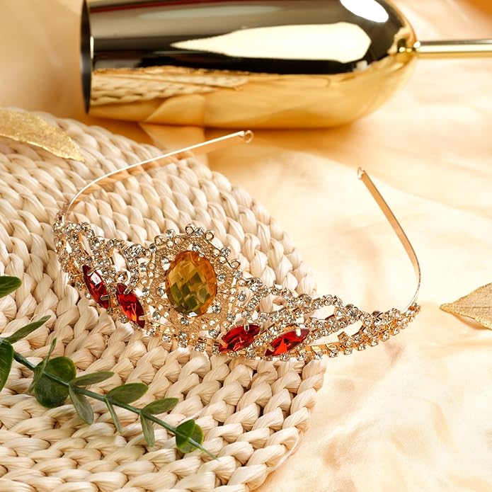 Princess Dress Up Accessories Tiara Crown Sparkle Gold Crown for Birthday Christmas Halloween Cosplay