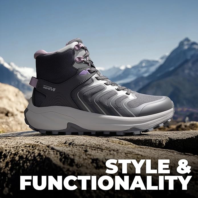 NORTIV 8 Women's Hiking Boots Waterproof with Arch Support Sneakers Walking Outdoor Comfortable Lightweight Boot Echo Mid