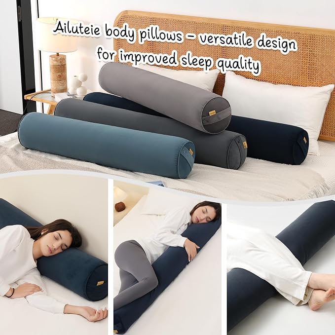 Body Pillow for Adults,Long Round Pillow,Big Cylindrical Pillow,Large Full Bolster Pillows for Side Sleepers (Teal Blue, 39.37"*7.87")