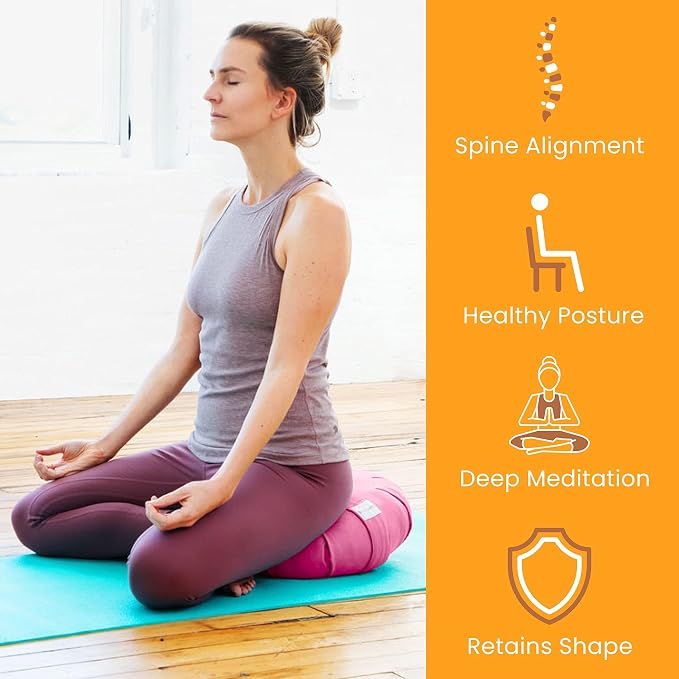 Meditation Cushion Sol Living Yoga Floor Pillow 100% Cotton Floor Cushion Removable Cover Firm Comfort Yoga Floor Cushion Seating for Adults Machine Washable Zafu Meditation Pillow Pouf Bolster Pillow