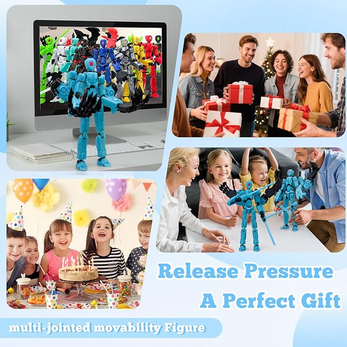 8Inch T13 Action Figure Assembly Completed, T13 Multi-Jointed Movable Robot Action Figure Set,Collectors Desktop Decorations for Game Lovers Toys (Luminous Blue)