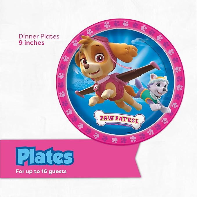Skye Paw Patrol Birthday Decorations | Skye Paw Patrol Plates and Napkins for Party | Serves 16 Guests | Officially Licensed