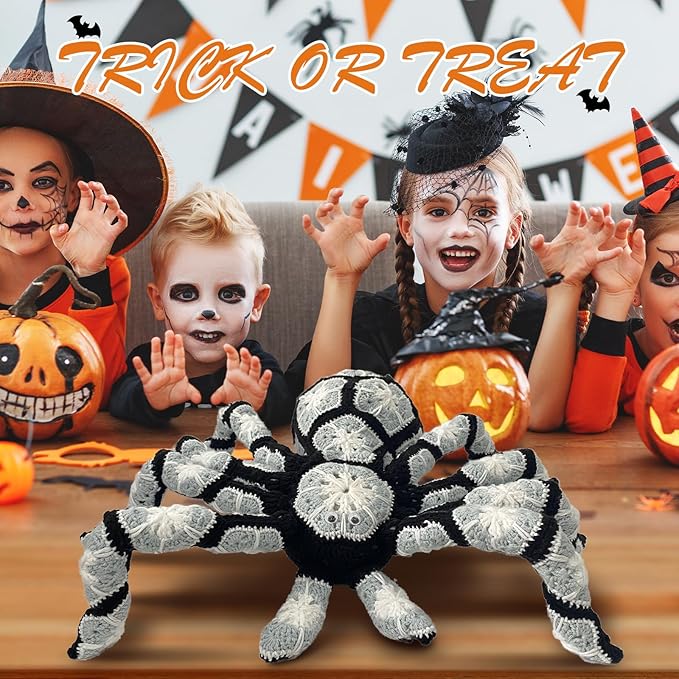 XKCL Hand Woven Plush Spider -12.6 inch Realistic Spider Plush Cute Hug Gift, Suitable for Sofa Bed, Family Party Decoration