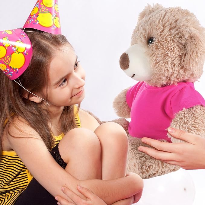 Bear Tee Shirt Fit 14-18inch Bear Clothes Stuffed Animal Clothes Shirt Basic Stuffed Dolls Shirt, Pink