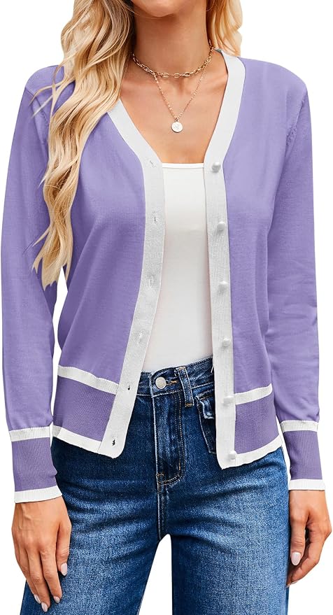 GRACE KARIN Cardigan Sweaters for Women Lightweight Long Sleeve Cropped Cardigan Summer Fall Fashion Clothing Outfits Shrug