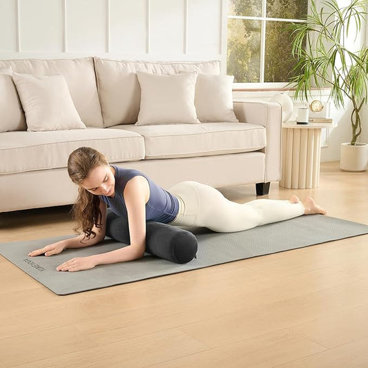 Meditation Cushion Bolster Pillow for Restorative Yoga – Supportive Cushion for Meditation, Pilates, and Relaxation – Filled with Buckwheat Hulls - Removable Cover