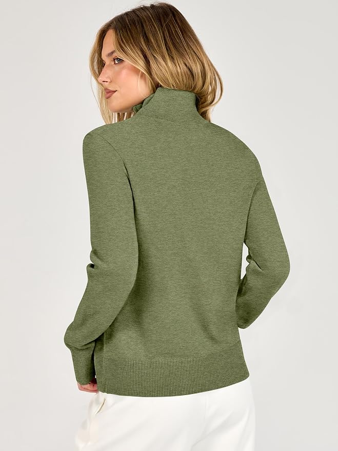 ANRABESS Women Quarter Zip Long Sleeve Fall Pullover Sweater | Soft Knit Fabric Medium Stretch, Business Casual Work Office, Travel Vacation, 2026 Trendy Fashion, Winter Cozy Outfits