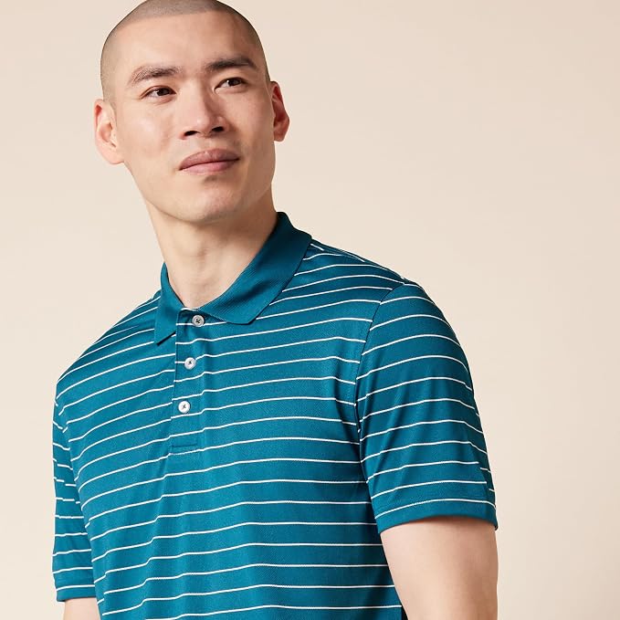 Amazon Essentials Men's Moisture Wicking Golf Polo Shirt, Short Sleeve, Slim-Fit, Quick-Dry, Active Wear
