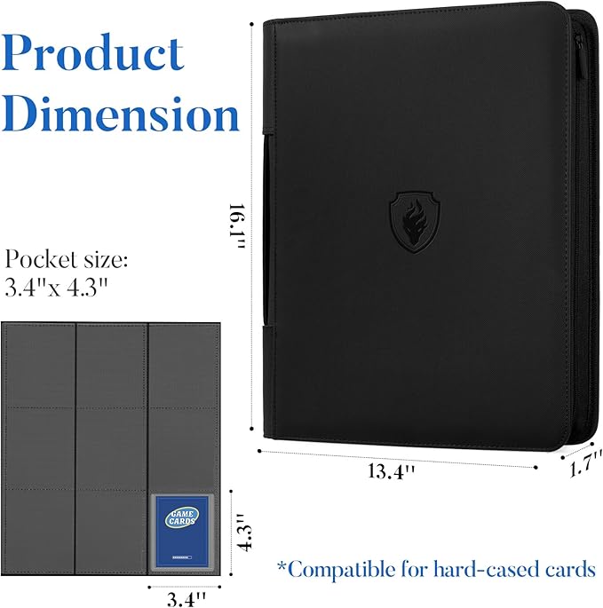 Fabmaker Top Load Binder Holds 360 Cards with Hard Card Sleeves, Portable Card Binder with Retractable Handle, Side Loading Trading Card Storage for Collectible Games, Sports Cards, Royal Blue