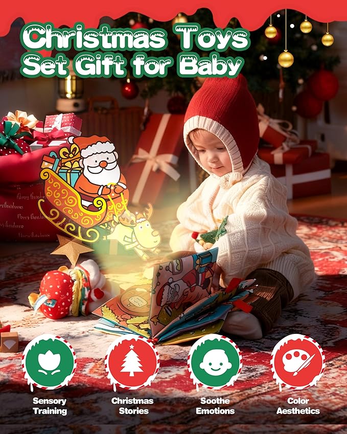 Jollybaby My Baby First Christmas Toys for Toddler 0-6-12-18-36 Months, Car Seat Stroller Crib Toy, Christmas Stocking/Socks Stuffers Gifts for Tummy Time Infants/Newborns Boy and Girl