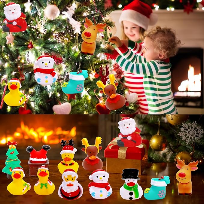 2.5 Inch Rubber Ducks for Kids – Pack of 12 Mini Christmas Ducks, Cute Holiday Ducking for Gift Toys, Party Favors, Jeep Ducks Themed Bath Toys for Toddlers & Kids
