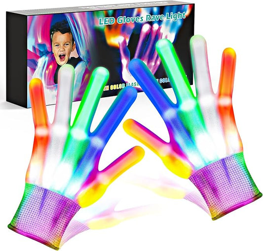 Cool Toys LED Gloves,Fun Toys for Kids Age 3-5 6-8 8-12 with 6 Flash Mode,Light Up Toy for Halloween Christmas Birthday Party