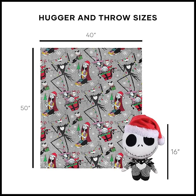 Northwest Character Hugger Pillow & Silk Touch Throw Blanket Set, 40" x 50", The Nightmare Before Christmas Freaky Festivities