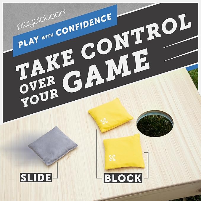 Professional Cornhole Bags - Set of 8 Regulation All Weather Double Sided - Sticky Side/Slick Side Bean Bags for Pro Corn Hole Game