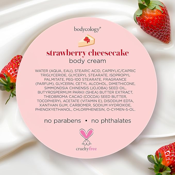 Bodycology Shea Butter Body Cream, Strawberry Cheesecake, 8 oz (Pack of 2)
