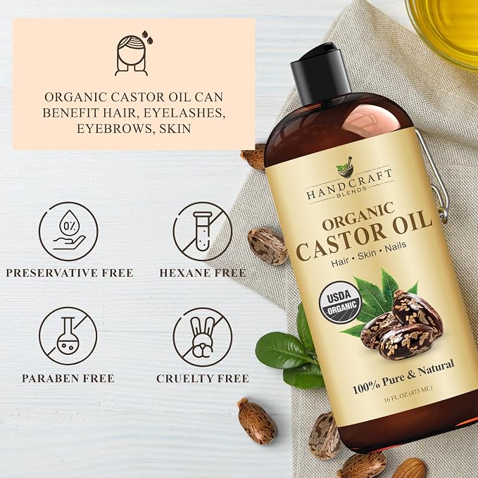 Handcraft Blends Castor Oil Pack Wrap | Organic Castor Oil 16 oz | Reusable Wraps | Roll on Bottle | Durable Comfortable Pack Wraps | Adjustable Elastic Straps| Neck and Stomach