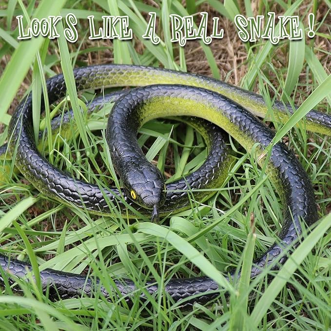 3 Pcs Realistic Rubber Snakes Colorful, Plastic Snakes, Prank Snake Toys for Party, Tricking People, Kids Playing, Garden Props Decorations, Assorted Sizes