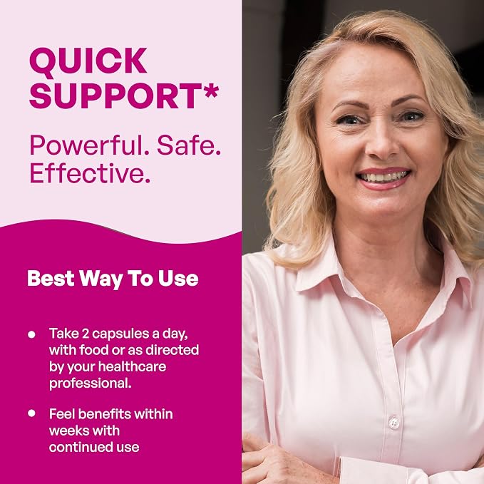 Complete Menopause Support Supplement For Women | With Ashwagandha, Black Cohosh, Dong Quai & Muira Puama | Helps Easing Hot Flashes, Night Sweats, Mood Swings, Hormone Balance & Harmony | 60 Capsules
