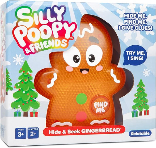 Silly Poopy & Friends™ Hide & Seek Gingerbread™ by Relatable, The Kid-Friendly Hide & Seek Game, Great Kids Games, Includes 1 Silly Gingerbread That Sings, Ideal for Toddler Toys and Education
