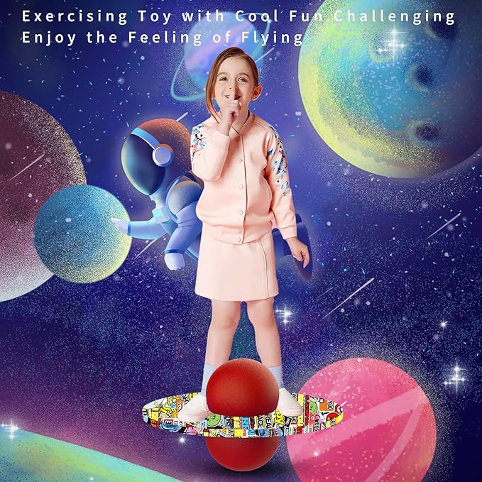 Pogo Ball for Kids & Adults Up to 200lb, Balance Coordination Trick Bounce Board Pop Ball Cool Fun Challenge Indoor Outdoor Toys Pogo Jumper Birthday Gifts for Boys Girls