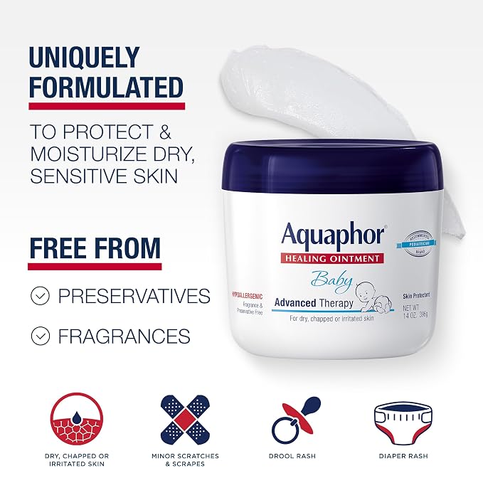 Aquaphor Baby Healing Ointment - Advance Therapy for Diaper Rash, Chapped Cheeks and Minor Scrapes - 14 Ounce (Pack of 1) Jar