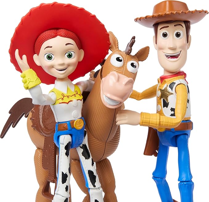 Mattel Disney Pixar Storytellers Toy Story 3-Pack of Woody, Jessie & Bullseye, 4-inch Authentic Posable Figures, Key Character Collectibles