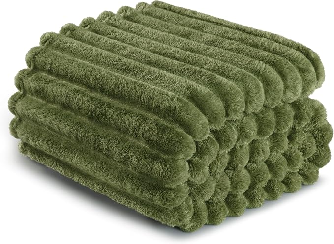 Exclusivo Mezcla Striped King Size Fleece Blanket for Bed, Couch, 90"x104" | Soft Breathable Cozy Bed Blankets, Lightweight Plush Fluffy Fuzzy Jacquard Decorative Blankets