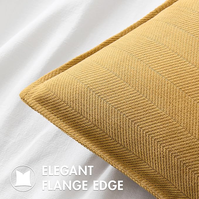 MIULEE Pack of 2 Gold Decorative Chenille Pillow Covers 16x16 Inch | Soft Couch Throw Pillows,Farmhouse Cushion Covers with Elegant Design for Sofa,Bedroom,Living Room,Spring Home Decor
