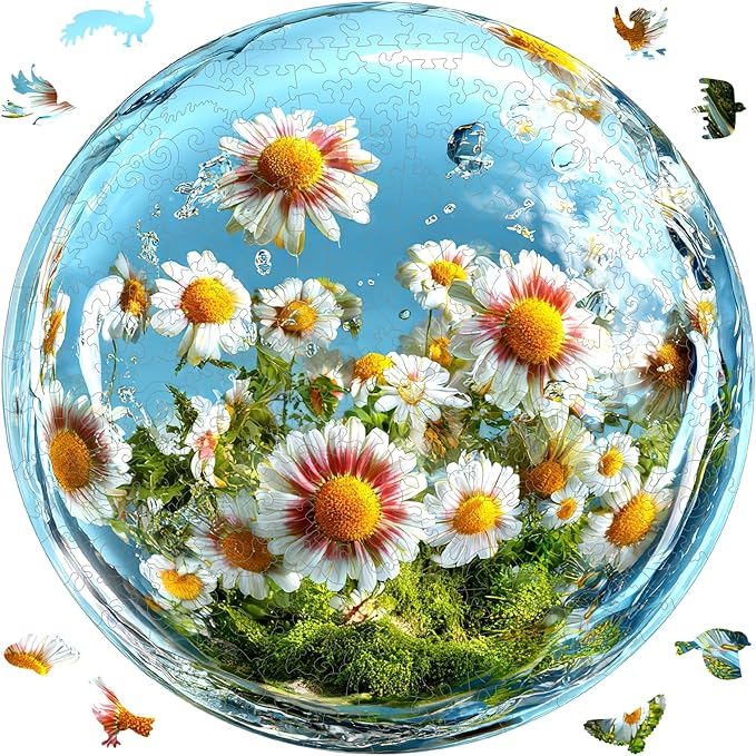 Ixfyloop Wooden Puzzles for Adults Wood Puzzles Adult Daisy Puzzle Wood Puzzles for Adults Wooden, Flower Puzzle Adult Wooden Puzzles,Unique Design Birthday Gift 200 Pieces 11.2 X11.2 Inch