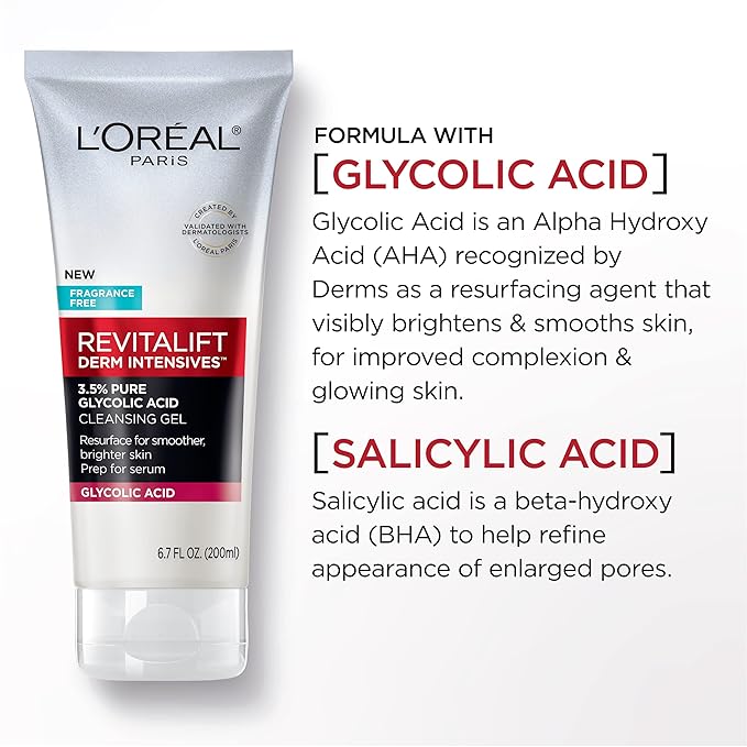 L'Oreal Paris Revitalift 3.5% Pure Glycolic Acid Brightening Cleansing Gel wth Salicylic Acid 6.7 fl oz