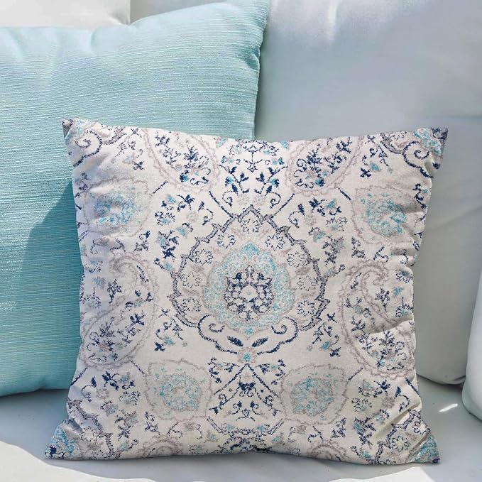 Snycler Boho Throw Pillow Covers 18x18 inch Set of 2 Terracotta Rust Blue Colored Throw Pillows Double Sided Boho Home Soft Decor for Bedroom Living Room Couch & Sofa (No Inserts)