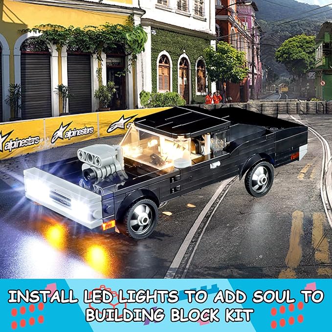 LED Light Kit for Lego 76912 Speed Champions Fast & Furious 1970 Dodge Charger R/T Set, Compatible with Lego 76912 Building Blocks Model(Not Include Blocks Set)