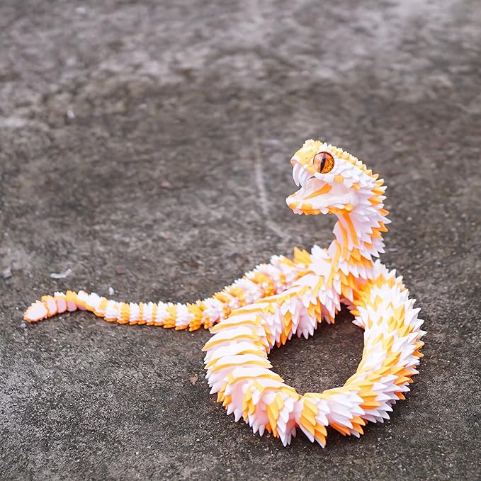 Super Large 3D Printed snake with a movable mouth,47.4inch,Flexible Realistic Articulated Animal Fidget Toys,Mystery Figurines Gifts ,Executive Desk Décor and Festival Collectible (WO 47.4inch)