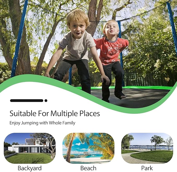 Lyromix 12FT 14FT Trampoline with Slide and Swings, ASTM Approved Outdoor Trampoline with Basketball Hoop and Ladder, Capacity for 5-7 Kids and Adults