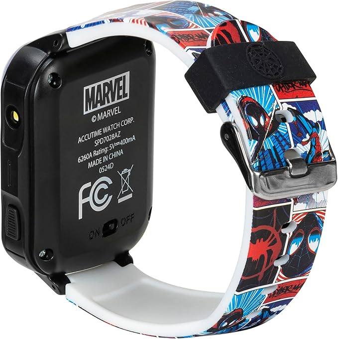 Marvel Spider-Man Kids Smart Watch with Touchscreen Camera Games Voice Recorder Flashing Bezel Alarm Stopwatch Step Counter Printed Silicone Band Fits Wrist Sizes 5.5” to 8”