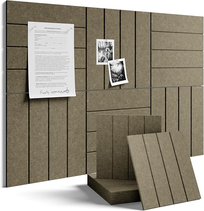 Fluxynara 36" x 24" Large Felt Bulletin Board, Earth Brown | 6 Pack Cork Board Alternative with 30 Safe Adhesive Tabs, Pin Boards for Wall Decor, Home, Office, Classroom,Dorm